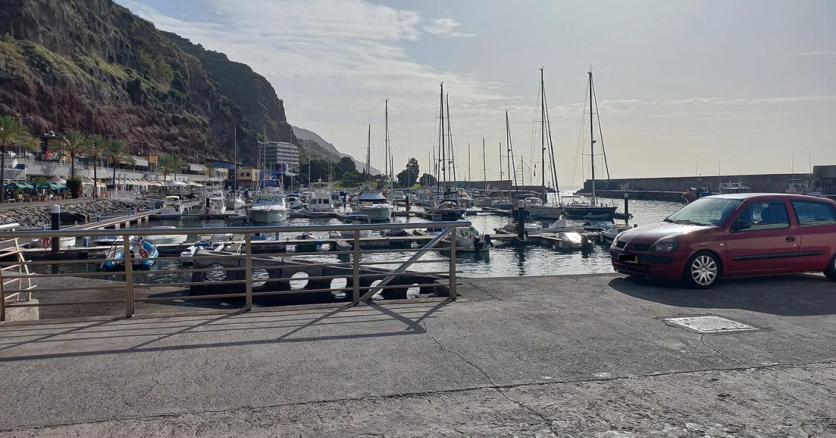 The marina quay at Calheta, where most of the town's restaurants are